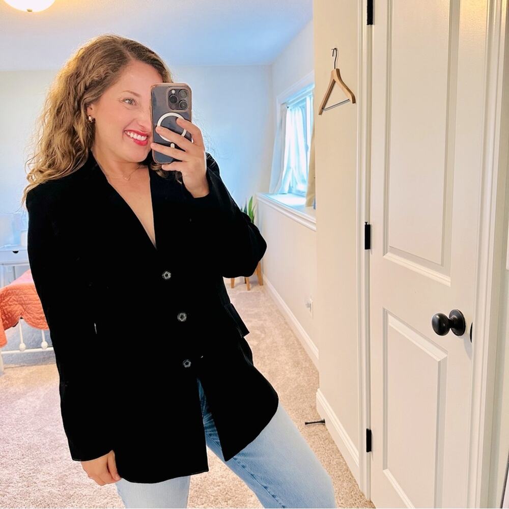 Vintage Zelda Black Button Front Blazer Jacket Medium